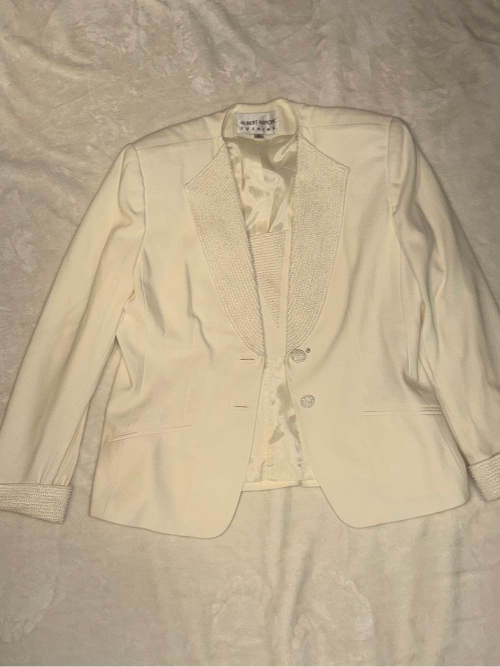 Albert Nipon Cream Womens Blazer
